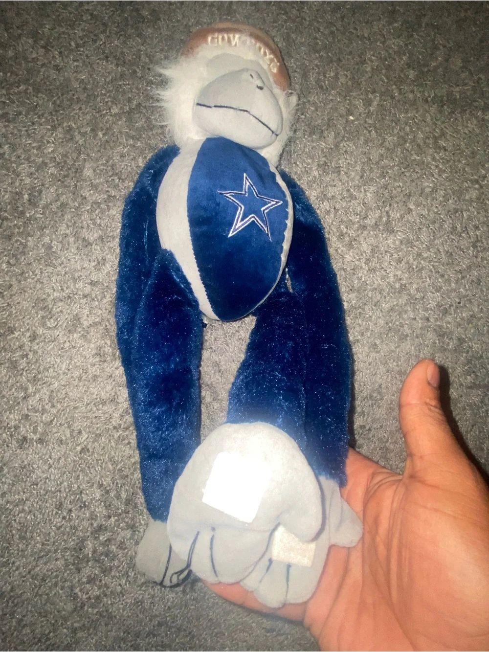 Plush Sports Monkey Toy in Blue with Star Logo Dallas cowboys vtg
